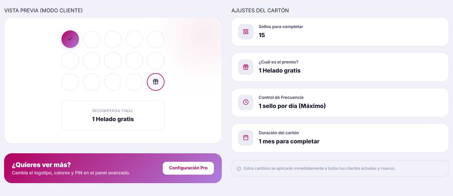 Configuraci&oacute;n personalizada de tarjetas de fidelizaci&oacute;n digitales